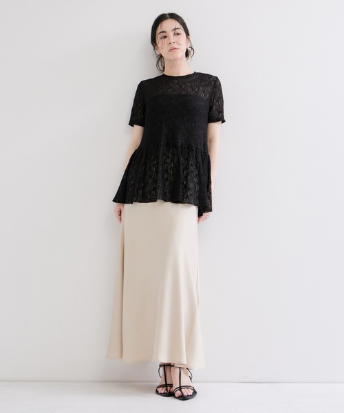le cercle ADAM ET ROPE'(ルセルクルアダムエロペ)の「レースカットトップス(Tシャツ/カットソー・レディース・ブラック/ホワイト・FREE)」の6枚目の写真