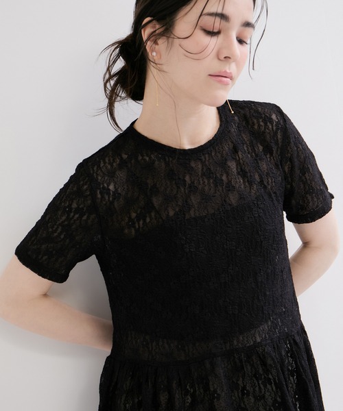le cercle ADAM ET ROPE'(ルセルクルアダムエロペ)の「レースカットトップス(Tシャツ/カットソー・レディース・ブラック/ホワイト・FREE)」の8枚目の写真