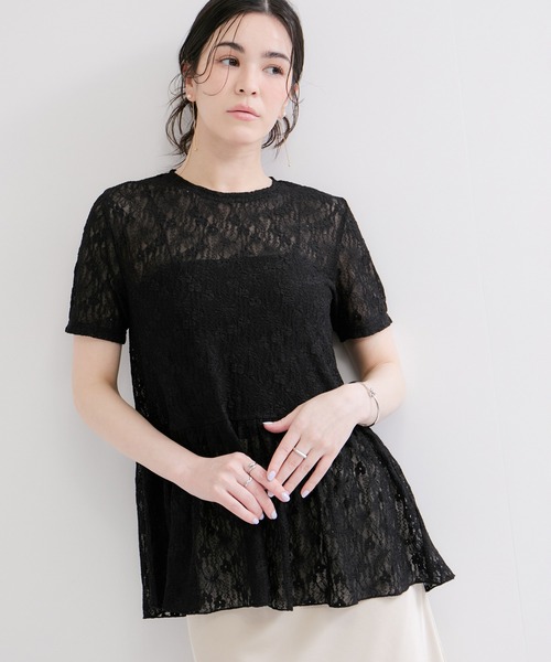 le cercle ADAM ET ROPE'(ルセルクルアダムエロペ)の「レースカットトップス(Tシャツ/カットソー・レディース・ブラック/ホワイト・FREE)」の9枚目の写真