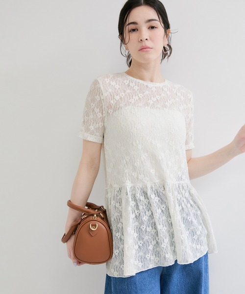 le cercle ADAM ET ROPE'(ルセルクルアダムエロペ)の「レースカットトップス(Tシャツ/カットソー・レディース・ブラック/ホワイト・FREE)」の10枚目の写真