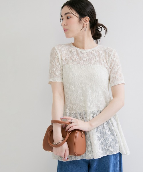le cercle ADAM ET ROPE'(ルセルクルアダムエロペ)の「レースカットトップス(Tシャツ/カットソー・レディース・ブラック/ホワイト・FREE)」の11枚目の写真