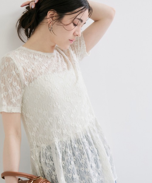 le cercle ADAM ET ROPE'(ルセルクルアダムエロペ)の「レースカットトップス(Tシャツ/カットソー・レディース・ブラック/ホワイト・FREE)」の12枚目の写真