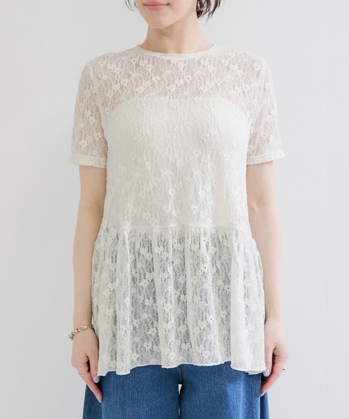 le cercle ADAM ET ROPE'(ルセルクルアダムエロペ)の「レースカットトップス(Tシャツ/カットソー・レディース・ブラック/ホワイト・FREE)」の13枚目の写真