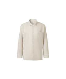 MONPLISSE（モンプリセー）の「[男性] 長袖カラーネックフルオープンタイププリーツジャケット (アイボリー)（シャツ/ブラウス）」