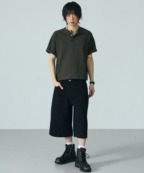 LXT（エルエックスティー）の「ワッフルヘンリーネッククロップ半袖Tシャツ[カーキ]（Tシャツ/カットソー・メンズ・その他・X-LARGE/MEDIUM/LARGE）」の7枚目の写真