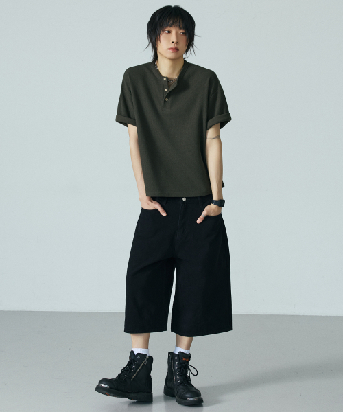 LXT（エルエックスティー）の「ワッフルヘンリーネッククロップ半袖Tシャツ[カーキ]（Tシャツ/カットソー・メンズ・その他・X-LARGE/MEDIUM/LARGE）」の8枚目の写真
