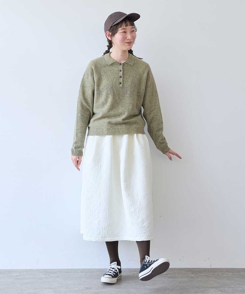 bulle de savon(ビュルデサボン)の「ジーロンラム ポロプルオーバー(ニット/セーター・レディース・ダークブラウン/イエロー/サックスブルー/カーキ/ピンク/レッド・FREE)」の7枚目の写真