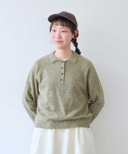 bulle de savon(ビュルデサボン)の「ジーロンラム ポロプルオーバー(ニット/セーター・レディース・ダークブラウン/イエロー/サックスブルー/カーキ/ピンク/レッド・FREE)」の11枚目の写真