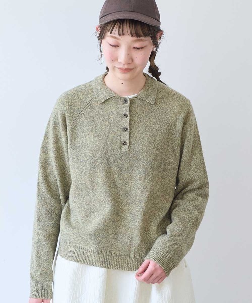 bulle de savon(ビュルデサボン)の「ジーロンラム ポロプルオーバー(ニット/セーター・レディース・ダークブラウン/イエロー/サックスブルー/カーキ/ピンク/レッド・FREE)」の13枚目の写真