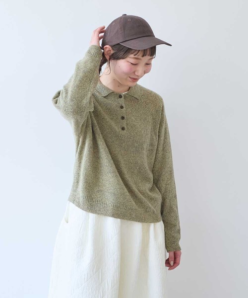 bulle de savon(ビュルデサボン)の「ジーロンラム ポロプルオーバー(ニット/セーター・レディース・ダークブラウン/イエロー/サックスブルー/カーキ/ピンク/レッド・FREE)」の12枚目の写真