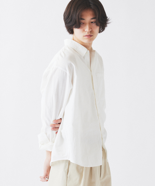 JOURNAL STANDARD relume(ジャーナルスタンダード レリューム)の「JAMES FABRIC コットンリネン ガーメントダイ シャツ(シャツ/ブラウス・メンズ・ブラック/ホワイト/グリーン/ベージュ/ネイビー・MEDIUM/LARGE)」の7枚目の写真