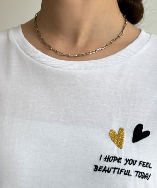 DouDou(ドゥドゥ)の「【WEB限定】ハート×ロゴ刺繍TEE(Tシャツ/カットソー・レディース・ブラック/オフホワイト/ブラウン・FREE)」の17枚目の写真