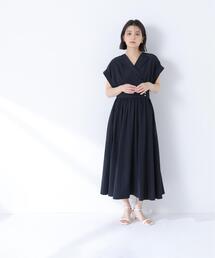 NATURAL BEAUTY BASIC | カシュクールフレンチスリーブワンピース(ワンピース)