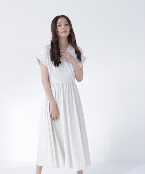 NATURAL BEAUTY BASIC(ナチュラルビューティーベーシック)の「カシュクールフレンチスリーブワンピース(ワンピース・レディース・ネイビー/ブルー/オフホワイト・P/S/SMALL/MEDIUM)」の15枚目の写真