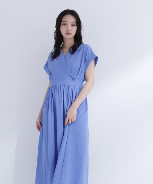 NATURAL BEAUTY BASIC(ナチュラルビューティーベーシック)の「カシュクールフレンチスリーブワンピース(ワンピース・レディース・ネイビー/ブルー/オフホワイト・P/S/SMALL/MEDIUM)」の21枚目の写真