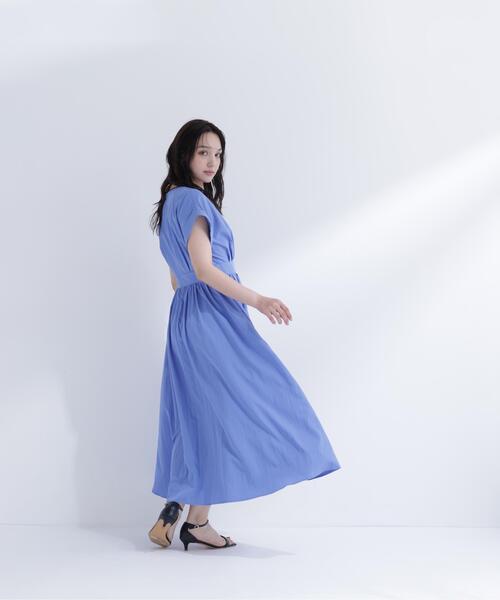 NATURAL BEAUTY BASIC(ナチュラルビューティーベーシック)の「カシュクールフレンチスリーブワンピース(ワンピース・レディース・ネイビー/ブルー/オフホワイト・P/S/SMALL/MEDIUM)」の22枚目の写真