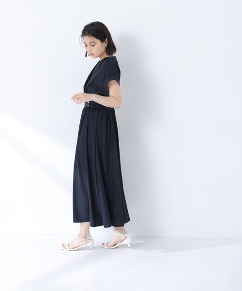 NATURAL BEAUTY BASIC(ナチュラルビューティーベーシック)の「カシュクールフレンチスリーブワンピース(ワンピース・レディース・ネイビー/ブルー/オフホワイト・P/S/SMALL/MEDIUM)」の5枚目の写真