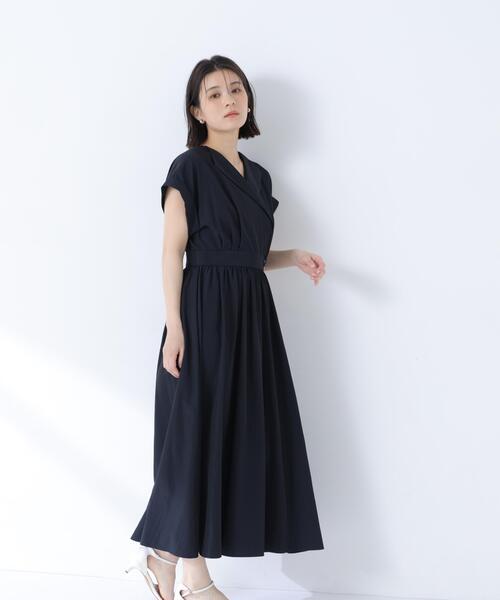 NATURAL BEAUTY BASIC(ナチュラルビューティーベーシック)の「カシュクールフレンチスリーブワンピース(ワンピース・レディース・ネイビー/ブルー/オフホワイト・P/S/SMALL/MEDIUM)」の10枚目の写真