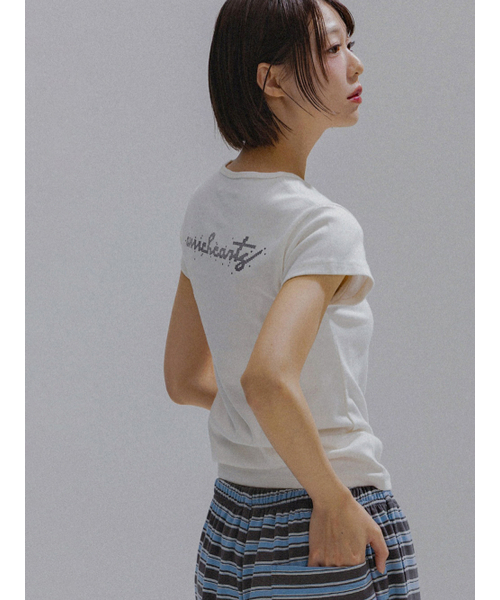 ANNEHEARTS(アンハーツ)の「Slim Modal lettering Tee_IVORY(Tシャツ/カットソー・レディース・その他・FREE)」の5枚目の写真