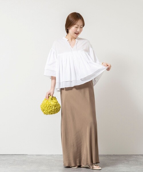 NOLLEY’S Sophi(ノーリーズソフィ)の「ウォッシャブルコットンティアードブラウス(シャツ/ブラウス・レディース・ピンク/ホワイト/ネイビー/サックスブルー・38)」の6枚目の写真