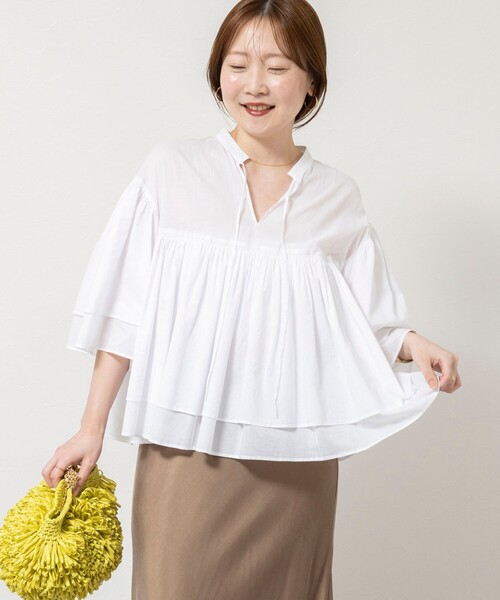 NOLLEY’S Sophi(ノーリーズソフィ)の「ウォッシャブルコットンティアードブラウス(シャツ/ブラウス・レディース・ピンク/ホワイト/ネイビー/サックスブルー・38)」の9枚目の写真