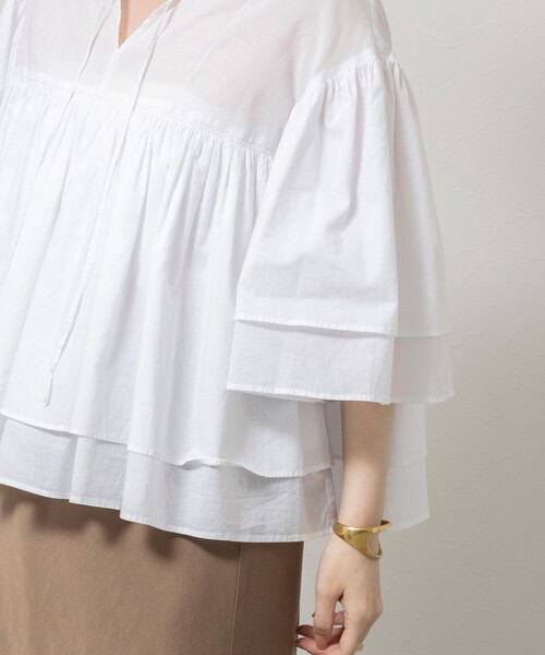 NOLLEY’S Sophi(ノーリーズソフィ)の「ウォッシャブルコットンティアードブラウス(シャツ/ブラウス・レディース・ピンク/ホワイト/ネイビー/サックスブルー・38)」の10枚目の写真