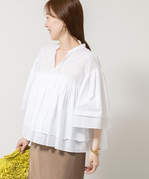 NOLLEY’S Sophi(ノーリーズソフィ)の「ウォッシャブルコットンティアードブラウス(シャツ/ブラウス・レディース・ピンク/ホワイト/ネイビー/サックスブルー・38)」の11枚目の写真