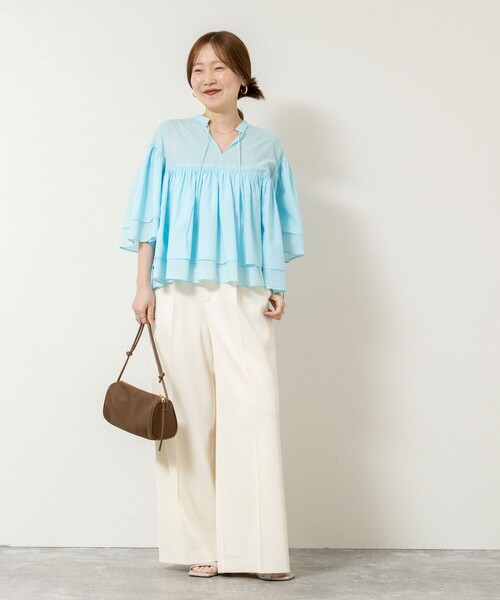 NOLLEY’S Sophi(ノーリーズソフィ)の「ウォッシャブルコットンティアードブラウス(シャツ/ブラウス・レディース・ピンク/ホワイト/ネイビー/サックスブルー・38)」の14枚目の写真