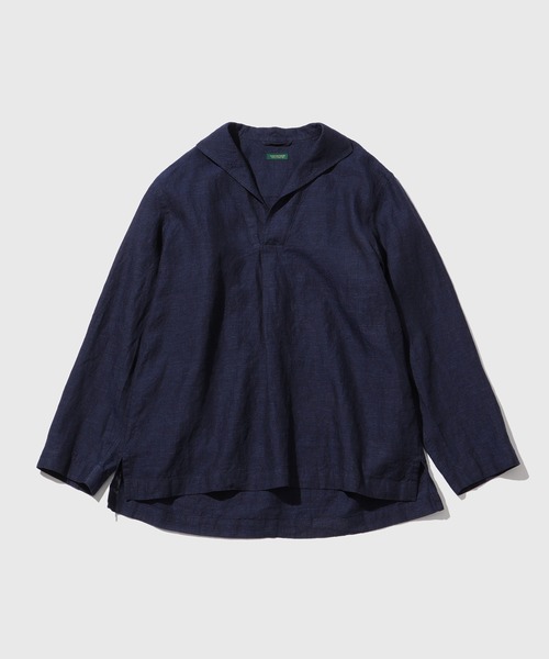 WILD LIFE TAILOR Adam et Rope'(ワイルドテーラーアダムエロペ )の「LINEN SKIPPER SHIRT(その他トップス・メンズ・ベージュ/ネイビー・L/M)」の2枚目の写真