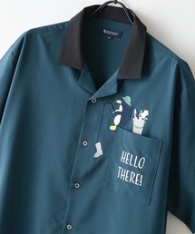 Blue Standard （ブルースタンダード）の「【BLUE STANDARD/ブルースタンダード】【吸水速乾＆UVカット】襟配色 胸刺繍シャツ オープンカラー ストレッチ 胸ポケットアニマル刺繍 ペンギン トラ ネコ（シャツ/ブラウス）」