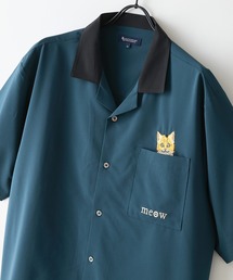 Blue Standard （ブルースタンダード）の「【BLUE STANDARD/ブルースタンダード】【吸水速乾＆UVカット】襟配色 胸刺繍シャツ オープンカラー ストレッチ 胸ポケットアニマル刺繍 ペンギン トラ ネコ（シャツ/ブラウス）」