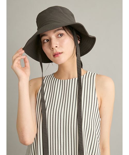 Mila Owen（ミラオーウェン）の「【UVカット】【撥水】【吸水速乾】【接触冷感】紐付きバケットハット（ハット・レディース・ベージュ/チャコールグレー/チェック・F）」の19枚目の写真