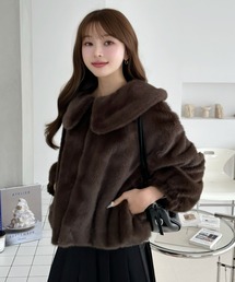 ラビットファー ビッグカラー ショートコート