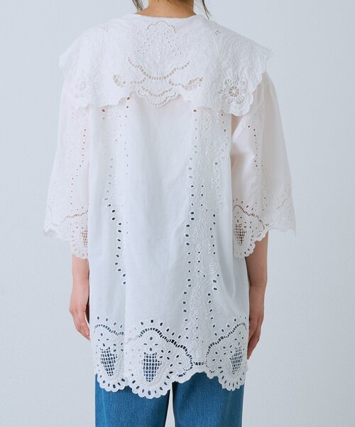 RIVE DROITE（リヴドロワ）の「【à Nice】【インド綿/手洗い可】カットワークレースシャツ　(カットワークレース/夏服)（シャツ/ブラウス・レディース・ブラック/オフホワイト・FREE）」の13枚目の写真