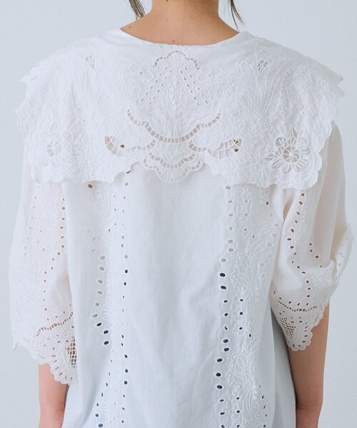 RIVE DROITE（リヴドロワ）の「【à Nice】【インド綿/手洗い可】カットワークレースシャツ　(カットワークレース/夏服)（シャツ/ブラウス・レディース・ブラック/オフホワイト・FREE）」の15枚目の写真