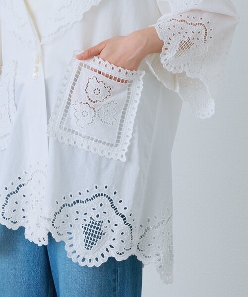 RIVE DROITE（リヴドロワ）の「【à Nice】【インド綿/手洗い可】カットワークレースシャツ　(カットワークレース/夏服)（シャツ/ブラウス・レディース・ブラック/オフホワイト・FREE）」の16枚目の写真