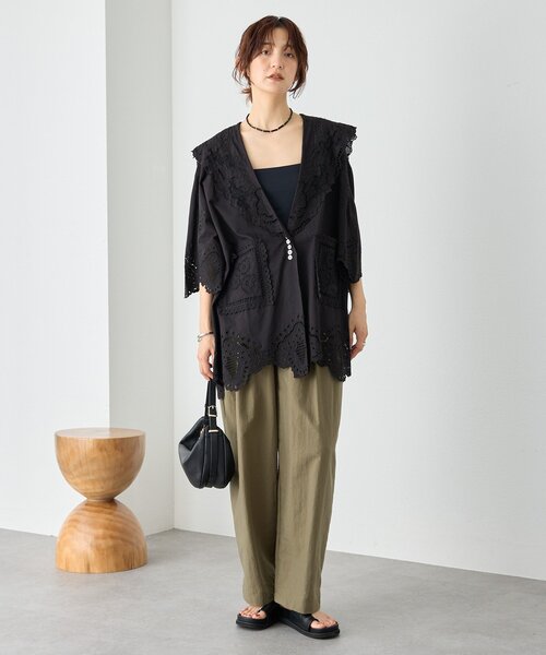 RIVE DROITE（リヴドロワ）の「【à Nice】【インド綿/手洗い可】カットワークレースシャツ　(カットワークレース/夏服)（シャツ/ブラウス・レディース・ブラック/オフホワイト・FREE）」の19枚目の写真