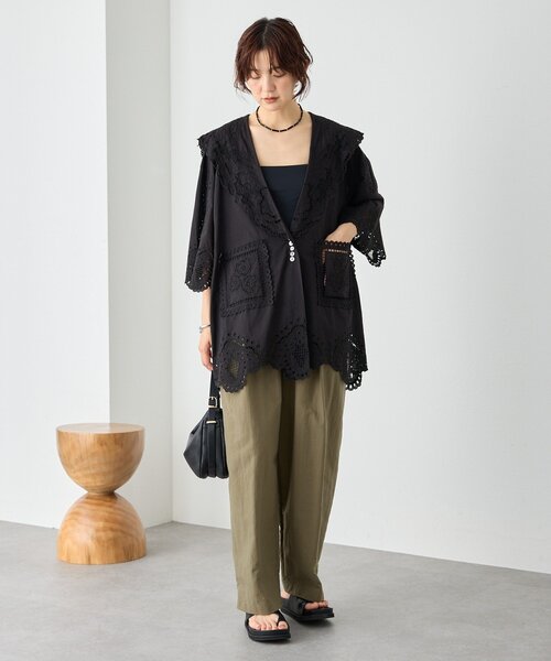 RIVE DROITE（リヴドロワ）の「【à Nice】【インド綿/手洗い可】カットワークレースシャツ　(カットワークレース/夏服)（シャツ/ブラウス・レディース・ブラック/オフホワイト・FREE）」の20枚目の写真