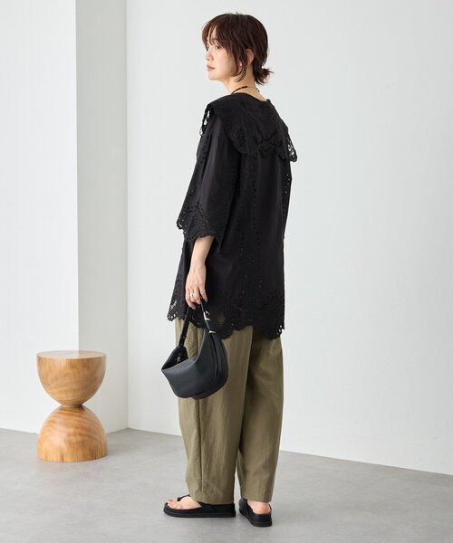 RIVE DROITE（リヴドロワ）の「【à Nice】【インド綿/手洗い可】カットワークレースシャツ　(カットワークレース/夏服)（シャツ/ブラウス・レディース・ブラック/オフホワイト・FREE）」の21枚目の写真