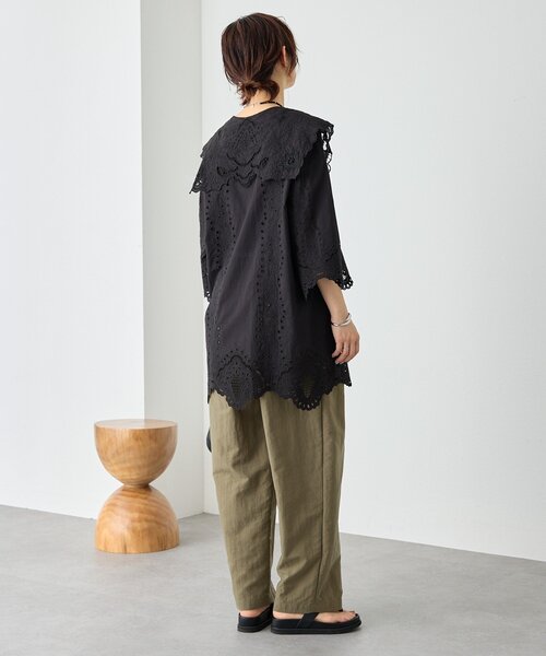RIVE DROITE（リヴドロワ）の「【à Nice】【インド綿/手洗い可】カットワークレースシャツ　(カットワークレース/夏服)（シャツ/ブラウス・レディース・ブラック/オフホワイト・FREE）」の22枚目の写真