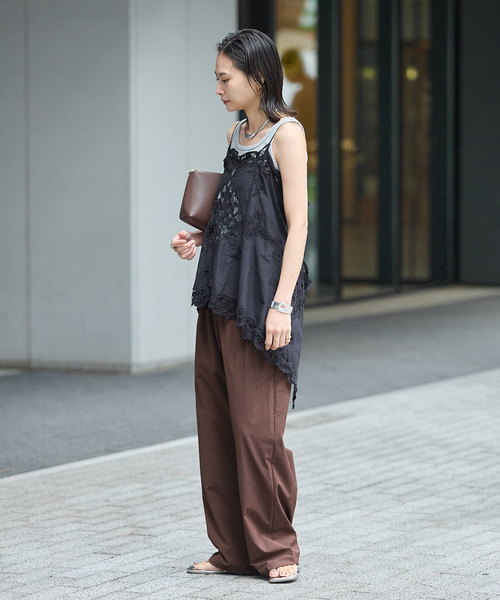 JOURNAL STANDARD(ジャーナルスタンダード)の「《追加4》【撥水/接触冷感/洗える/UVカット】リネンナイロンストレッチワイドパンツ(その他パンツ・レディース・グレー/ブラウン系その他/ブラック/ベージュ・40/34/38/36)」の5枚目の写真