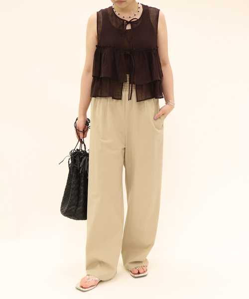 JOURNAL STANDARD（ジャーナルスタンダード）の「《追加4》【撥水/接触冷感/洗える/UVカット】リネンナイロンストレッチワイドパンツ（その他パンツ・レディース・グレー/ブラウン系その他/ブラック/ベージュ・40/34/38/36）」の9枚目の写真