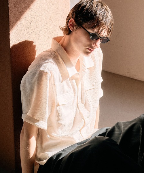 Adoon plain(アドーンプレーン)の「CREPE WESTERN DESIGN SHIRT / 楊柳ウエスタンデザインシャツ(シャツ/ブラウス・メンズ・アイボリー/ライトブルー/ボルドー・MEDIUM/LARGE)」の2枚目の写真