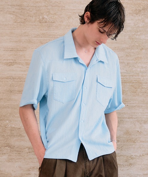Adoon plain(アドーンプレーン)の「CREPE WESTERN DESIGN SHIRT / 楊柳ウエスタンデザインシャツ(シャツ/ブラウス・メンズ・アイボリー/ライトブルー/ボルドー・MEDIUM/LARGE)」の3枚目の写真
