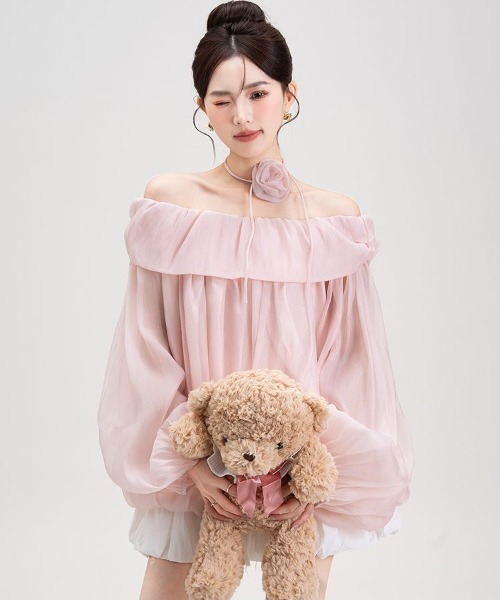 FAVORITO(ファヴォリート)の「ボートネックトップス(シャツ/ブラウス・レディース・モカ/ピンク・F)」の21枚目の写真