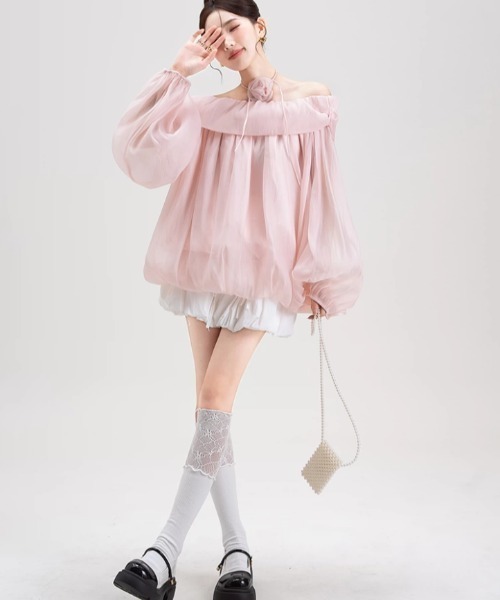 FAVORITO(ファヴォリート)の「ボートネックトップス(シャツ/ブラウス・レディース・モカ/ピンク・F)」の14枚目の写真
