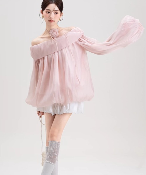 FAVORITO(ファヴォリート)の「ボートネックトップス(シャツ/ブラウス・レディース・モカ/ピンク・F)」の15枚目の写真