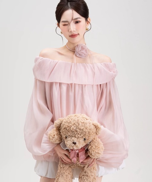 FAVORITO(ファヴォリート)の「ボートネックトップス(シャツ/ブラウス・レディース・モカ/ピンク・F)」の19枚目の写真
