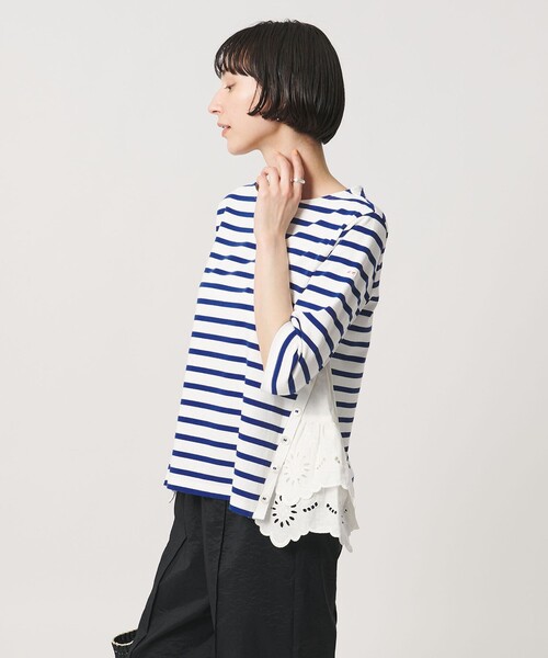 MUVEIL（ミュベール）の「【別注】＜MUVEIL＞６分袖 レース ボーダー カットソー ‐united LOVE project 2026（Tシャツ/カットソー・レディース・ホワイト・38）」の3枚目の写真
