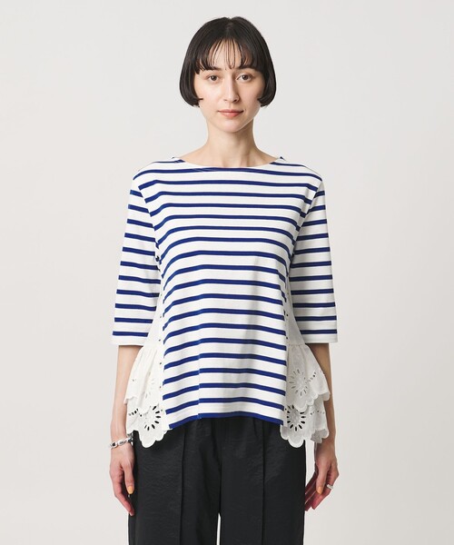 MUVEIL（ミュベール）の「【別注】＜MUVEIL＞６分袖 レース ボーダー カットソー ‐united LOVE project 2026（Tシャツ/カットソー・レディース・ホワイト・38）」の5枚目の写真